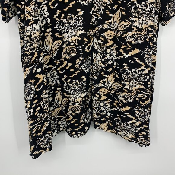 Maurices Kimono Black Floral Print Border Open Front - Picture 11 of 11